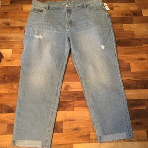 NWT slouchy straight leg plus size jeans destressed raw hem size 20